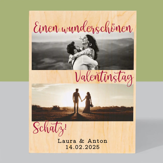 Fotocollage: Einen Wunderschönen Valentinstag - Druck Auf Holz