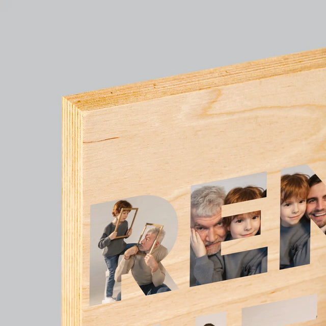 Buchstaben-Collage: Rentner - Druck Auf Holz