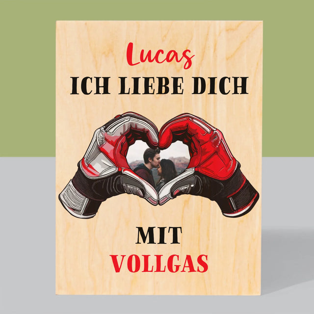 Foto Und Unterschrift: Ich Liebe Dich In Vollen Zügen - Druck Auf Holz