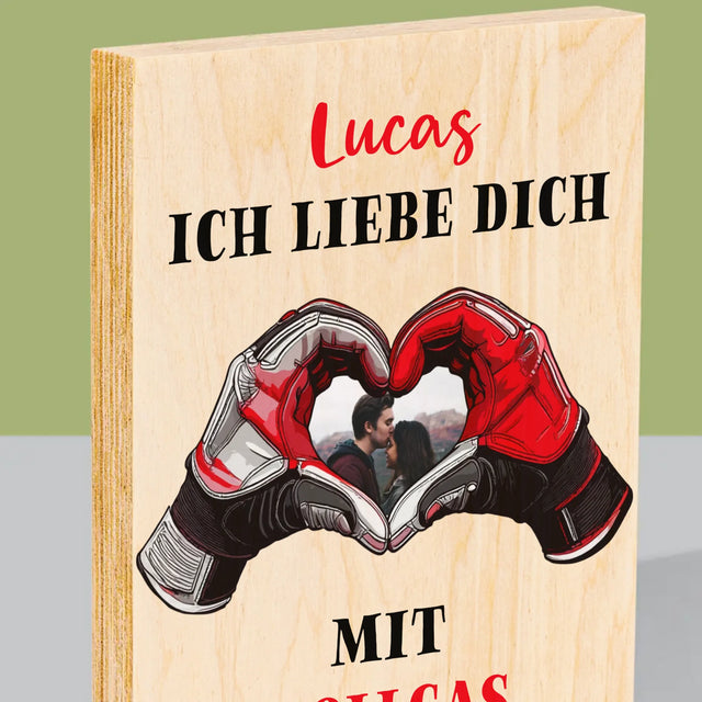 Foto Und Unterschrift: Ich Liebe Dich In Vollen Zügen - Druck Auf Holz