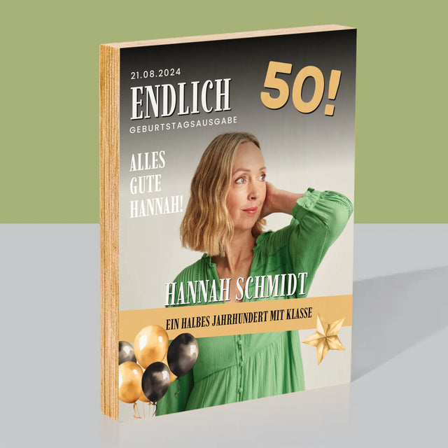 Magazin-Cover: Endlich 50 - Druck Auf Holz