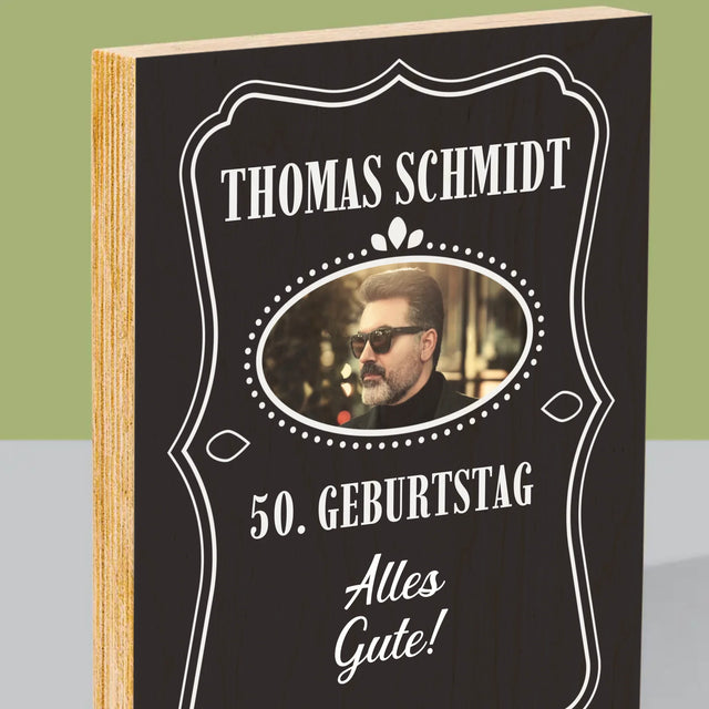 Foto Und Unterschrift: Alles Gute Zum 50. Geburtstag! - Druck Auf Holz