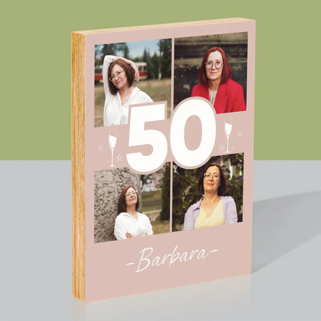 Fotocollage: 50 Gläser - Druck Auf Holz