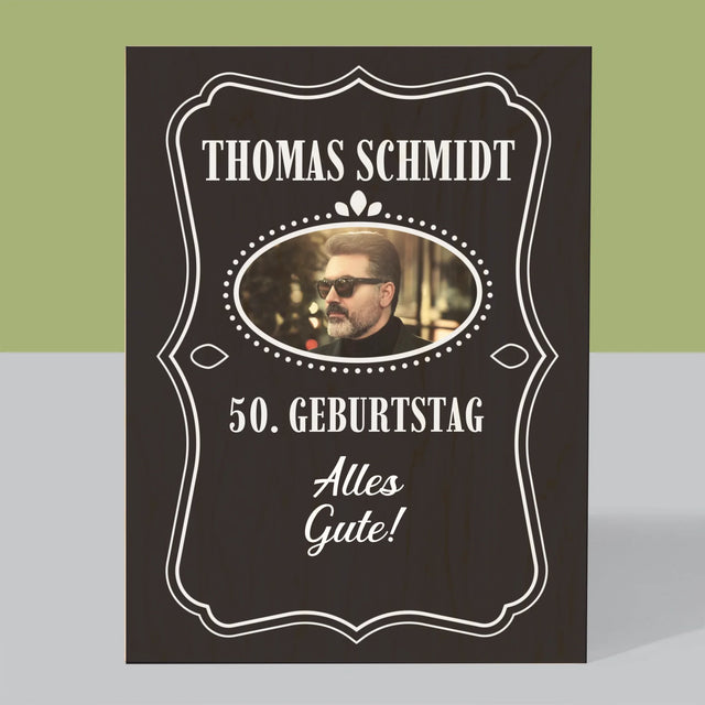 Foto Und Unterschrift: Alles Gute Zum 50. Geburtstag! - Druck Auf Holz