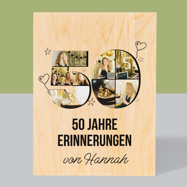 Form-Collage: 50 Jahre Erinnerungen - Druck Auf Holz