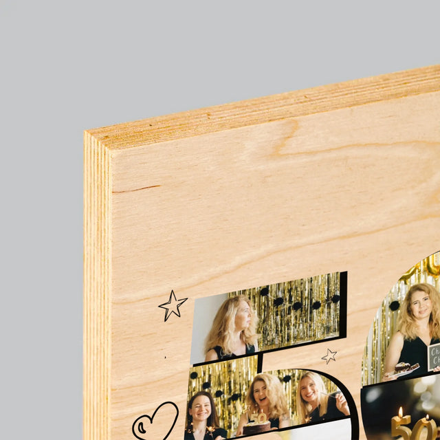 Form-Collage: 50 Jahre Erinnerungen - Druck Auf Holz