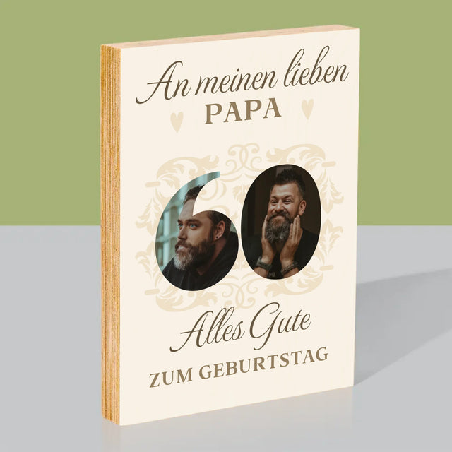 Buchstaben-Collage: An Meinen Lieben Papa Zum 60. Geburtstag - Druck Auf Holz
