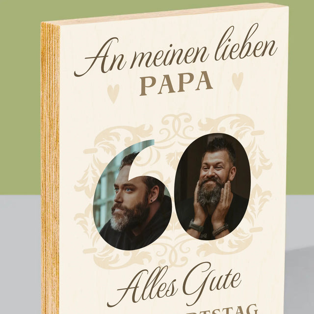 Buchstaben-Collage: An Meinen Lieben Papa Zum 60. Geburtstag - Druck Auf Holz