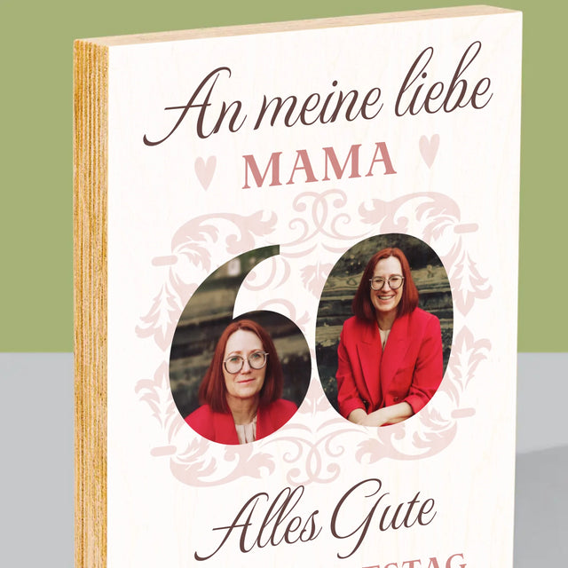 Buchstaben-Collage: An Meine Liebe Mama Zum 60. Geburtstag - Druck Auf Holz