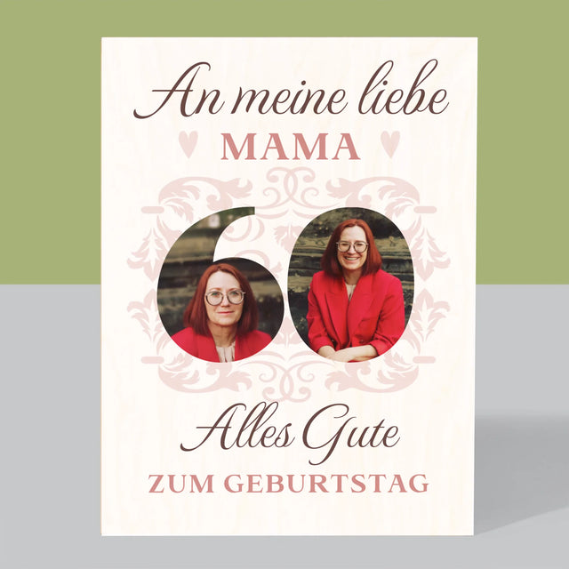 Buchstaben-Collage: An Meine Liebe Mama Zum 60. Geburtstag - Druck Auf Holz