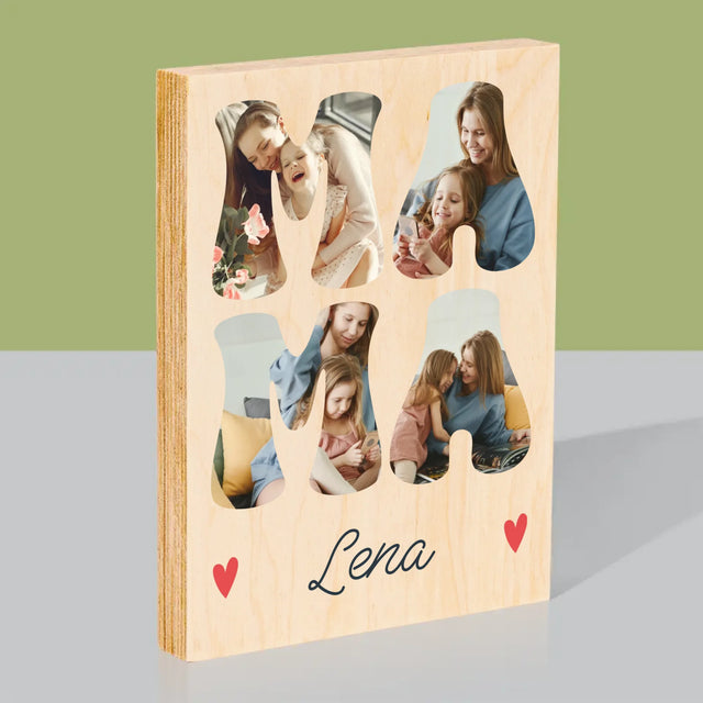 Buchstaben-Collage: Mama Name - Druck Auf Holz