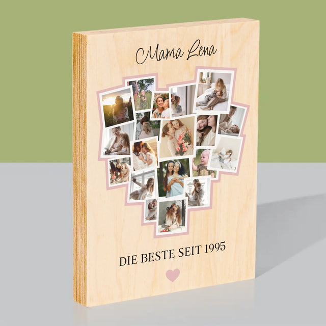 Fotocollage: Ein Herz Für Mama - Druck Auf Holz