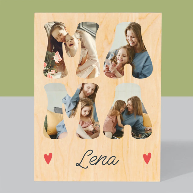 Buchstaben-Collage: Mama Name - Druck Auf Holz