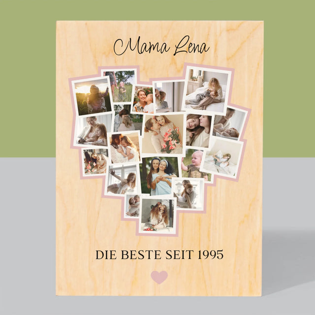Fotocollage: Ein Herz Für Mama - Druck Auf Holz