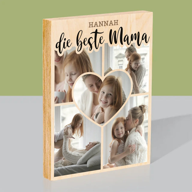 Fotocollage: Die Beste Mutter Herz - Druck Auf Holz