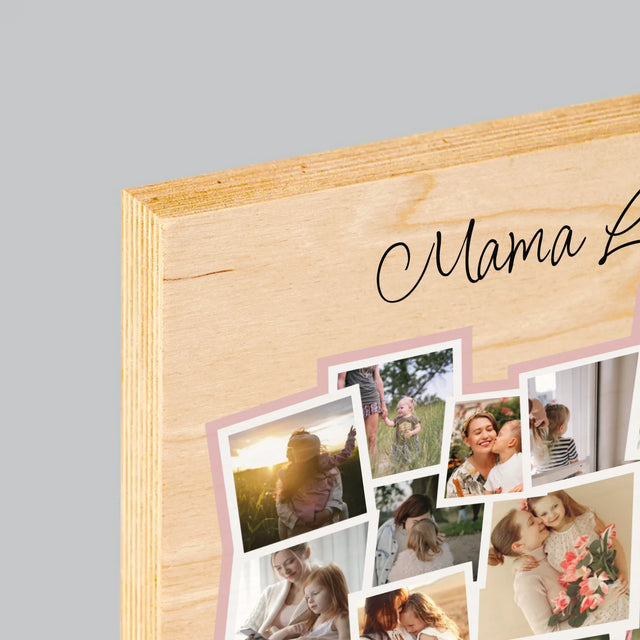Fotocollage: Ein Herz Für Mama - Druck Auf Holz