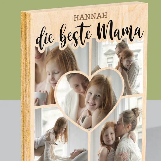 Fotocollage: Die Beste Mutter Herz - Druck Auf Holz