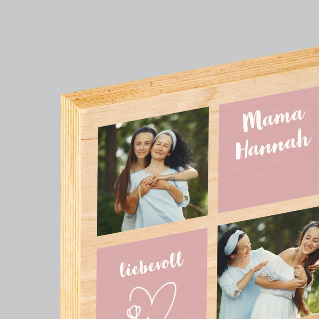 Fotocollage: Eigenschaften Einer Mama - Druck Auf Holz