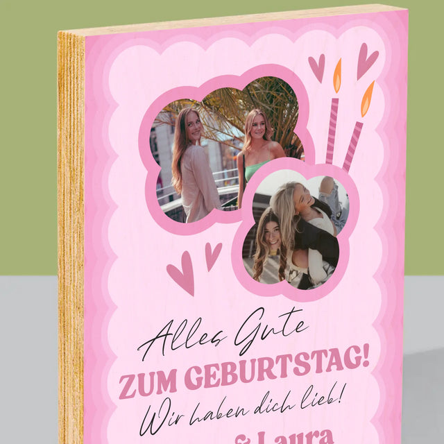Fotocollage: Rosa Geburtstag - Druck Auf Holz