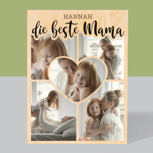 Fotocollage: Die Beste Mutter Herz - Druck Auf Holz