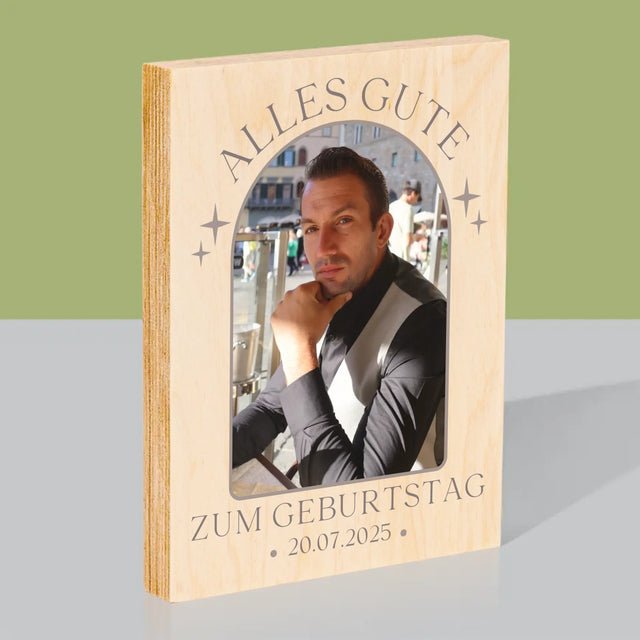 Foto Und Unterschrift: Stilvoller Geburtstag - Druck Auf Holz
