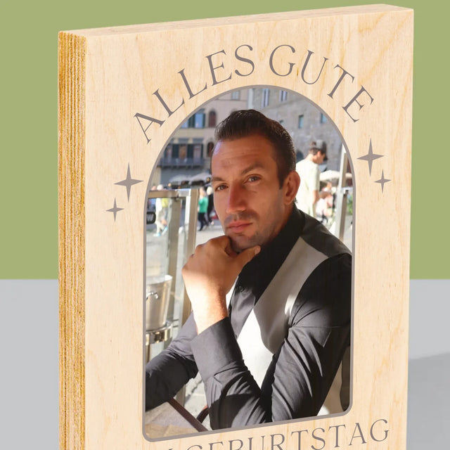 Foto Und Unterschrift: Stilvoller Geburtstag - Druck Auf Holz