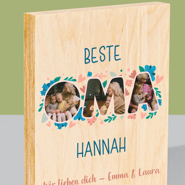 Buchstaben-Collage: Beste Oma - Druck Auf Holz