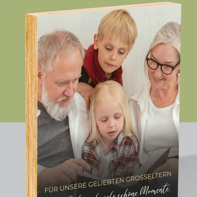 Foto Und Unterschrift: Für Unsere Geliebten Großeltern - Druck Auf Holz