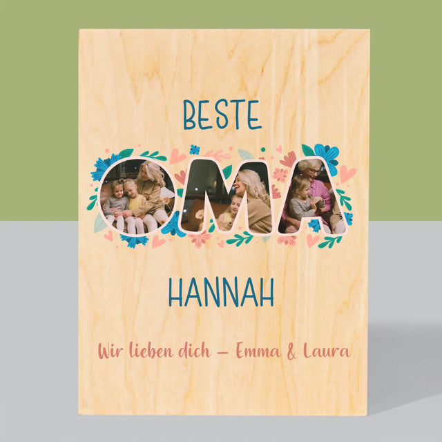 Buchstaben-Collage: Beste Oma - Druck Auf Holz
