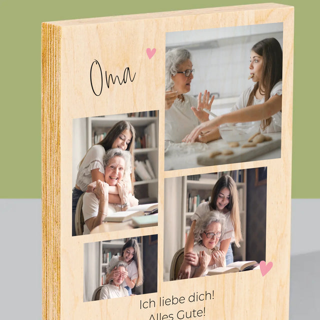 Fotocollage: Oma, Ich Liebe Dich - Druck Auf Holz