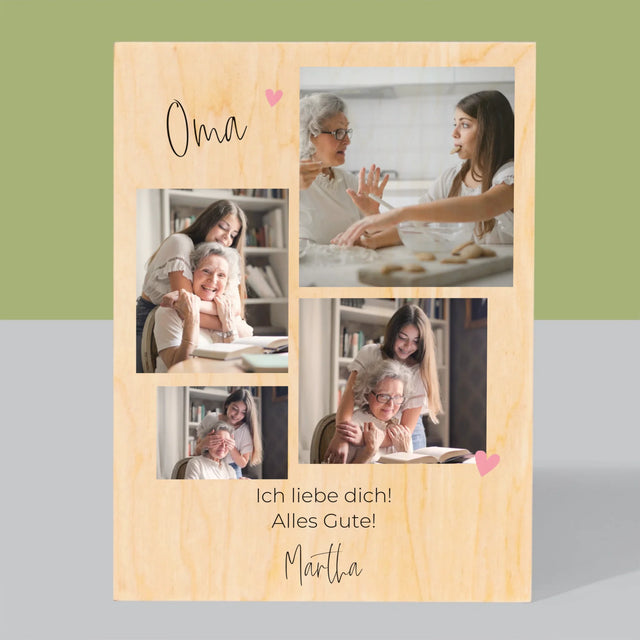 Fotocollage: Oma, Ich Liebe Dich - Druck Auf Holz