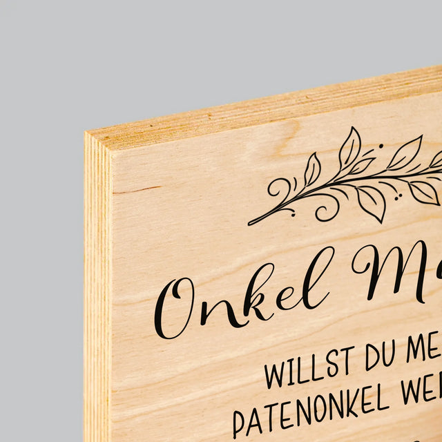 Foto Und Unterschrift: Patenonkel Kind Händchen - Druck Auf Holz
