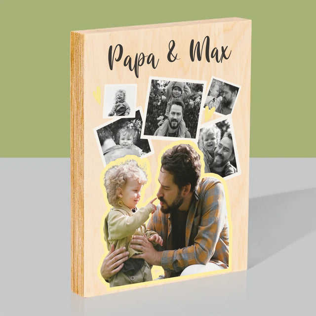 Fotocollage: Papa Mit Kind - Druck Auf Holz