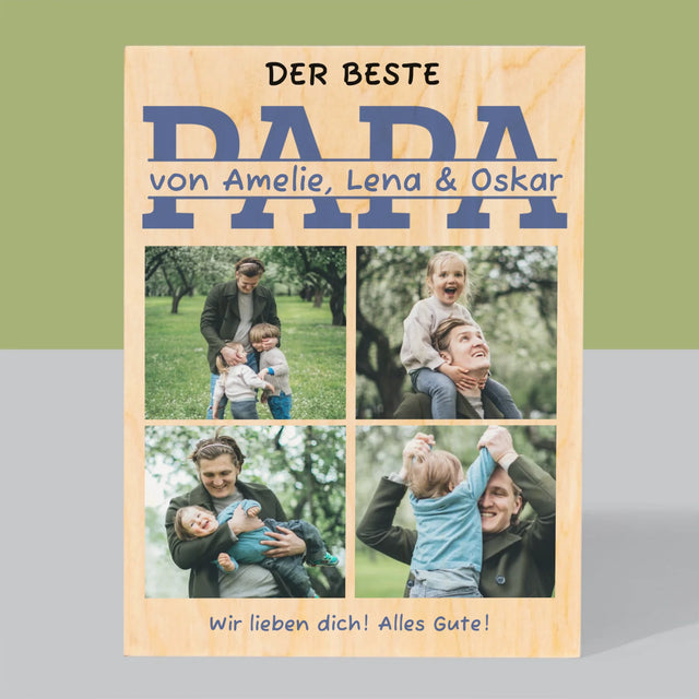 Fotocollage: Der Beste Papa Namen - Druck Auf Holz