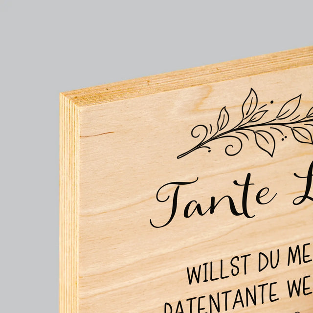 Foto Und Unterschrift: Taufpatin Kind Händchen - Druck Auf Holz