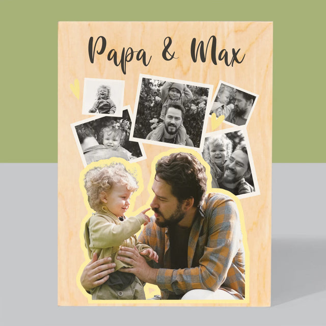 Fotocollage: Papa Mit Kind - Druck Auf Holz
