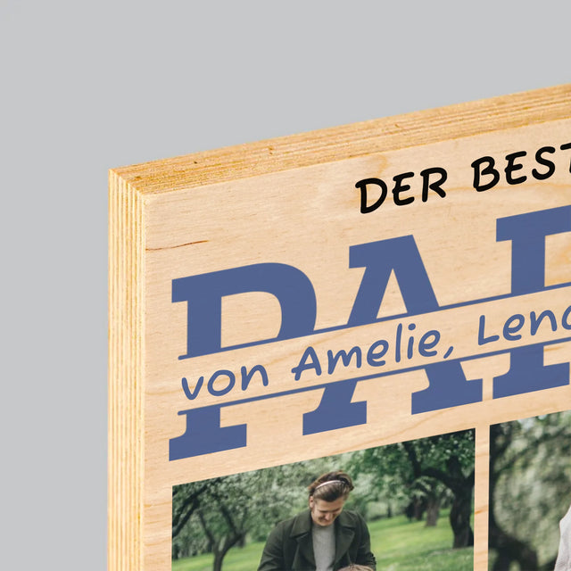Fotocollage: Der Beste Papa Namen - Druck Auf Holz