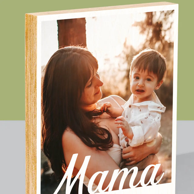 Foto Und Unterschrift: Eine Unersetzliche Mama – Widmung - Druck Auf Holz