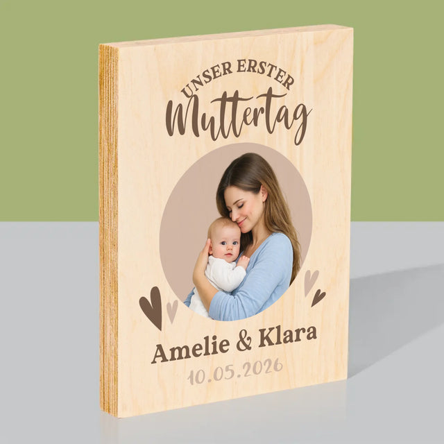 Foto Und Unterschrift: Der Erste Muttertag - Druck Auf Holz