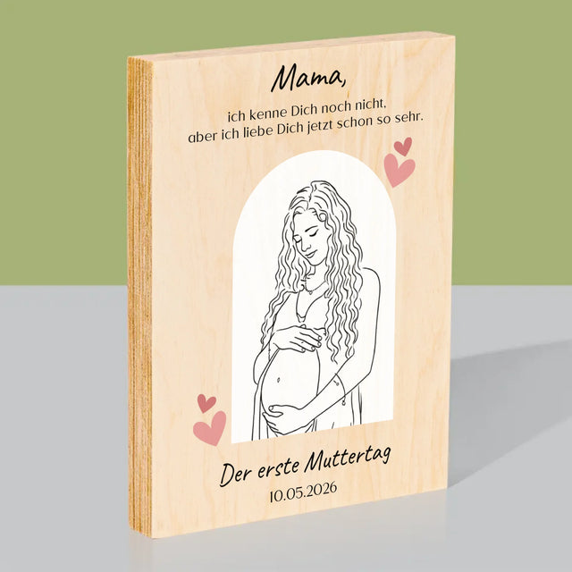 Foto Und Unterschrift: Lineart Für Mama - Druck Auf Holz
