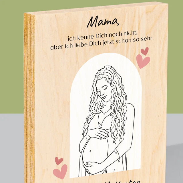 Foto Und Unterschrift: Lineart Für Mama - Druck Auf Holz