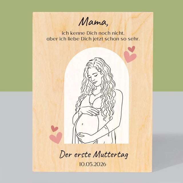 Foto Und Unterschrift: Lineart Für Mama - Druck Auf Holz