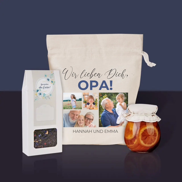 Fotocollage: Wir Lieben Dich, Opa! - Tee-Geschenkset