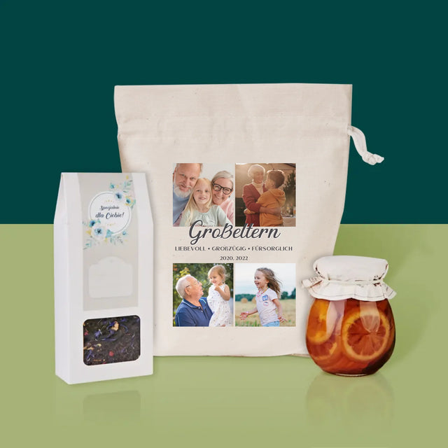 Fotocollage: Geliebte Großeltern - Tee-Geschenkset