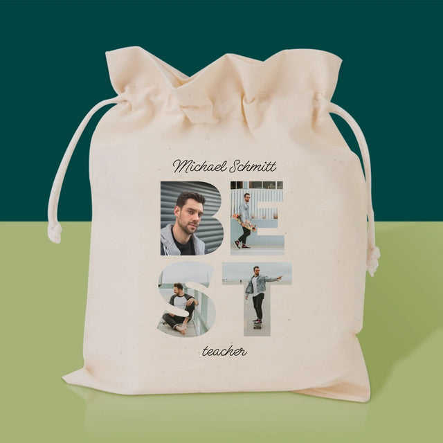 Buchstaben-Collage: Best Teacher - Tee-Geschenkset