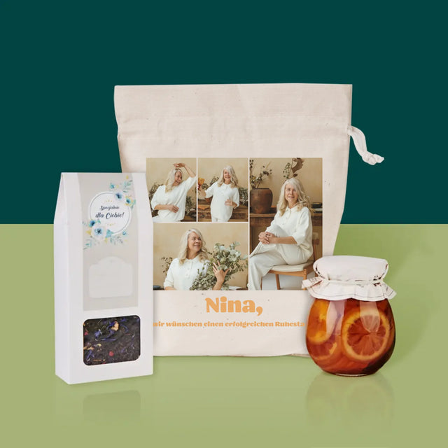 Fotocollage: Erfolgreicher Ruhestand - Tee-Geschenkset