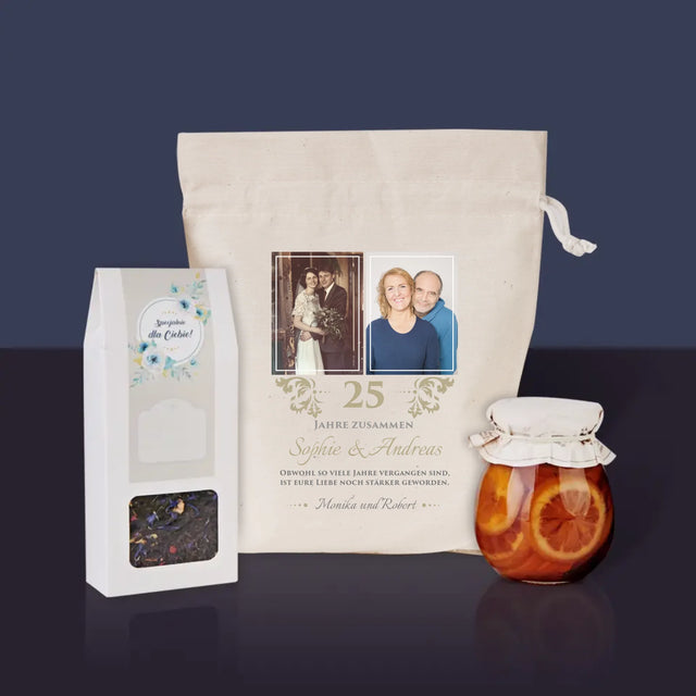 Fotocollage: 25 Jahre Zusammen - Tee-Geschenkset