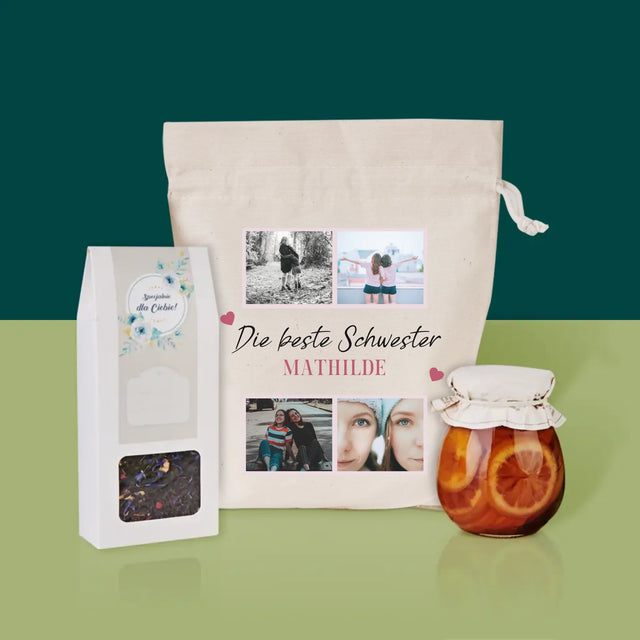 Fotocollage: Beste Schwester Der Welt - Tee-Geschenkset