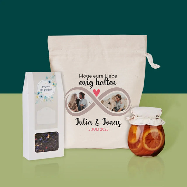 Fotocollage: Möge Eure Liebe Ewig Halten - Tee-Geschenkset