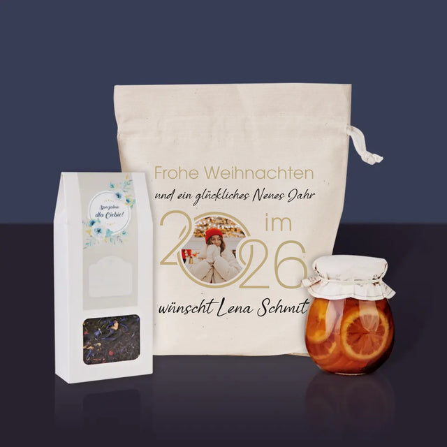 Fotocollage: Ein Glückliches Neues Jahr - Tee-Geschenkset